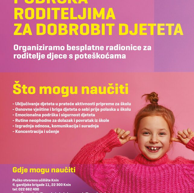 Završena provedba  projekta PODRŠKA RODITELJIMA ZA DOBROBIT DJETETA