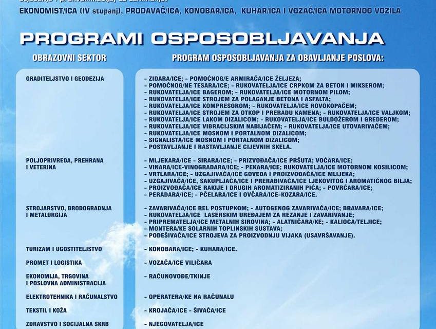 Natječaj za upise u školskoj 2012/13 godini